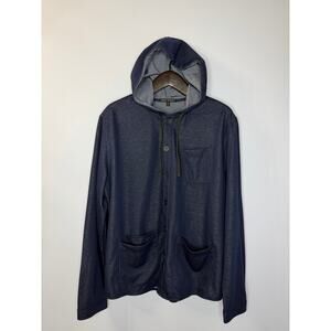 Robert Barakett Beechwood Hooded Utility Shirt Jacket Blue Men's XL